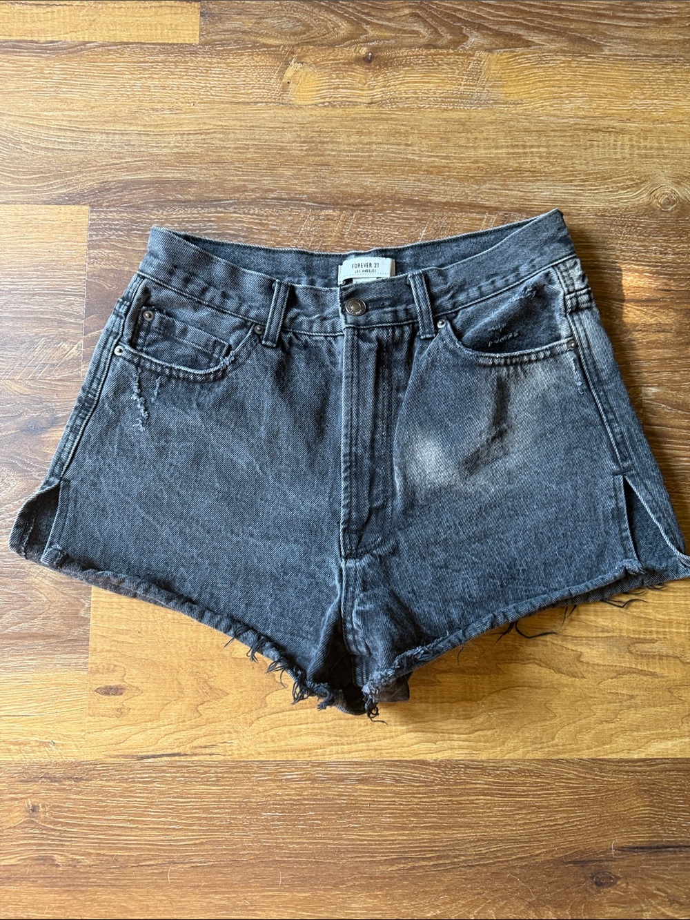 Forever 21 Black Washed Denim Cutoff Shorts